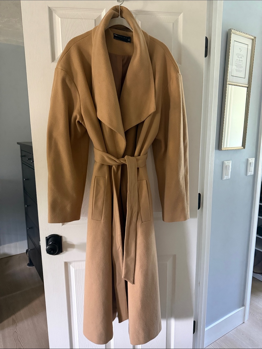 ASOS Camel Wrap Belted Pea Coat